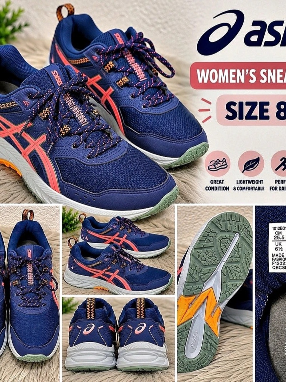 ASICS Gel-Contend 8 Athletic Shoes Blue & Pink US 8.5